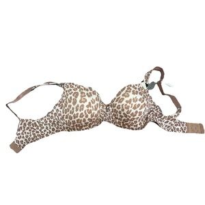 Ellen Tracy Leopard Print T-Shirt Bra - Brown & Cream